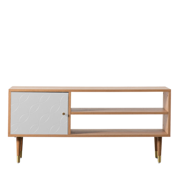 beau monde Gallery Direct Newbury Media Unit Oak White 1200x400x550mm
