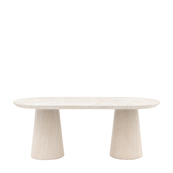beau monde Gallery Direct Pedra Oval Dining Table Travertine 2000x900x760mm
