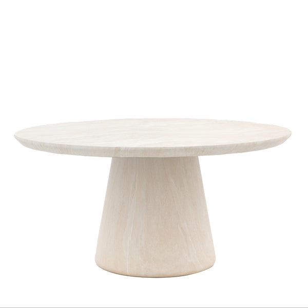 beau monde Gallery Direct Pedra Round Dining Table Travertine 1520x1520x760mm