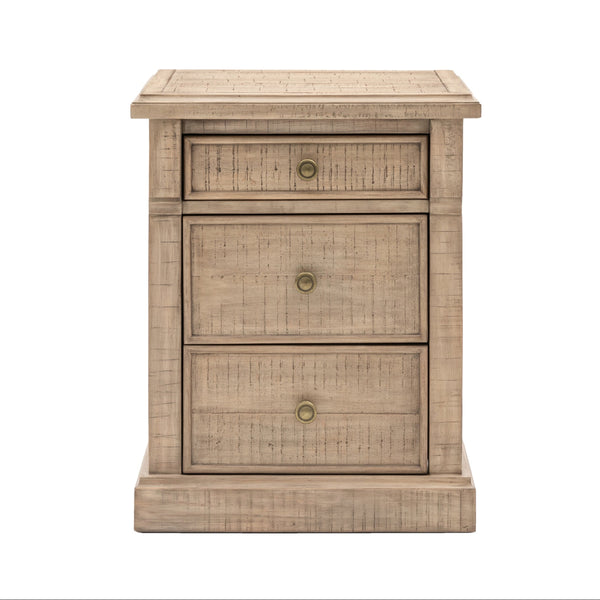Beau Monde Gallery Direct Vancouver 3 Drawer Bedside 520x450x650mm