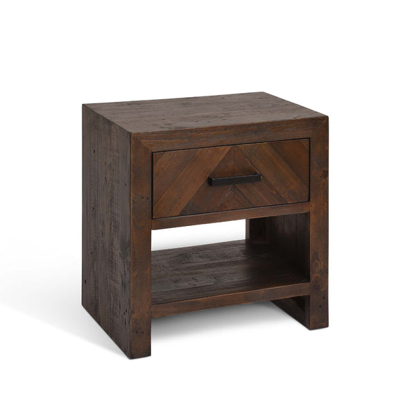 beau monde Garden Trading Fawley Chevron Bedside Table - Antique Brown