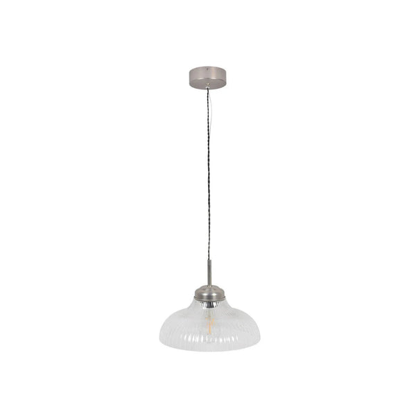 Beau Monde Garden Trading Fovant Fluted Glass Pendant Light In Satin Nickel