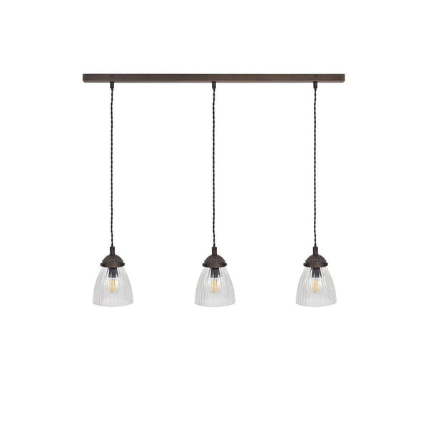 Beau Monde Garden Trading Fovant Glass Triple Pendant Light In Antique Bronze
