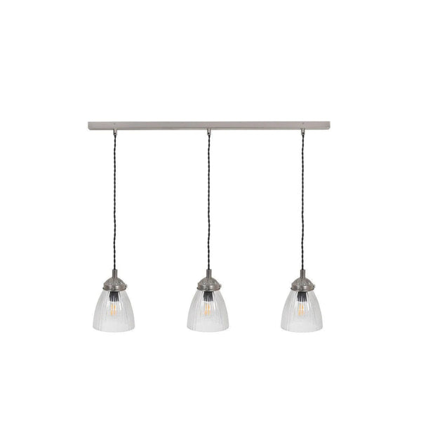 Beau Monde Garden Trading Fovant Glass Triple Pendant Light In Satin Nickel