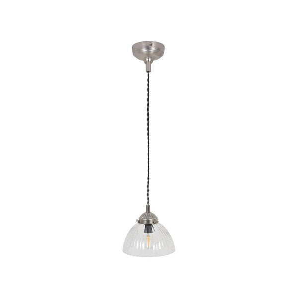 beau monde Garden Trading Fovant Small Glass Pendant Light In Satin Nickel