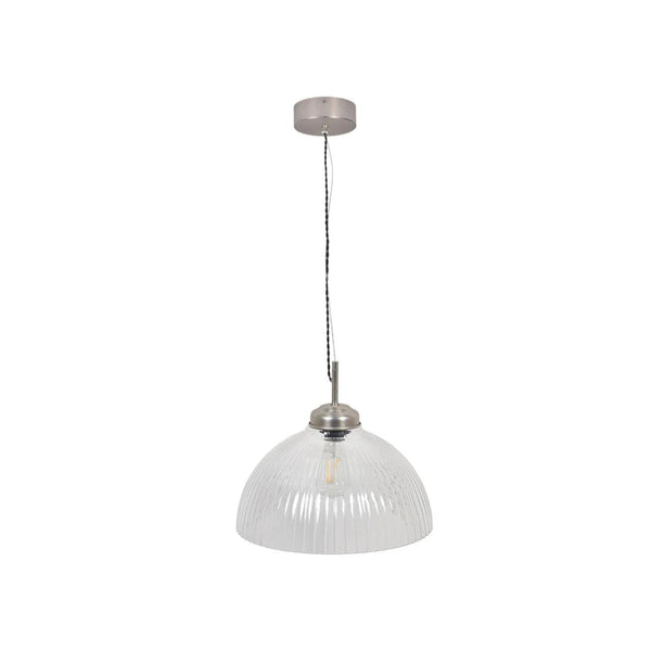 Beau Monde Garden Trading Large Fovant Glass Pendant Light In Satin Nickel