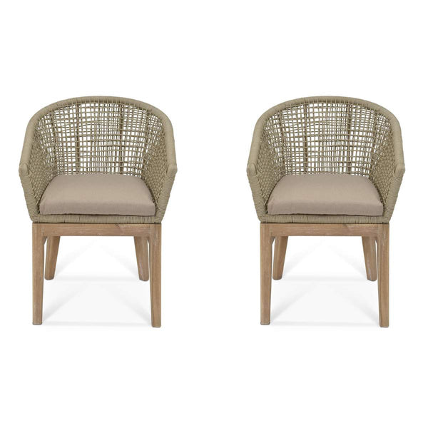 beau monde Garden Trading Lynton Dining Chairs with Arms Set of 2 Grey