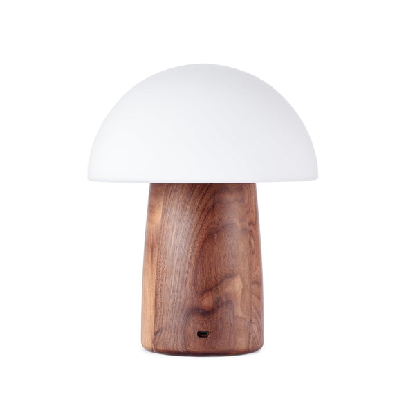 Beau Monde Gingko Design Alice Mushroom Lamp - Large Natural Walnut Wood