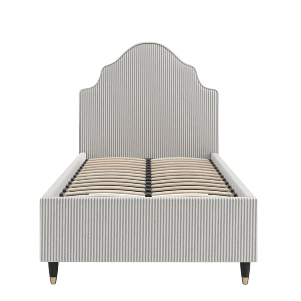 Beau Monde HO+ME Darcy Single Bed With Grey Thin Stripe Ticking