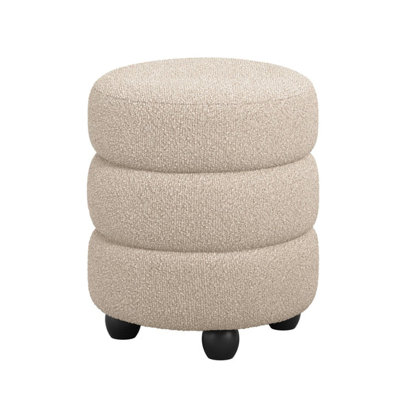 Beau Monde HO+ME Halo Pouffe In Black And Buff Boucle