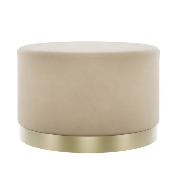 beau monde HO+ME Lara Large Pouffe In Brushed Gold And Beige Velvet