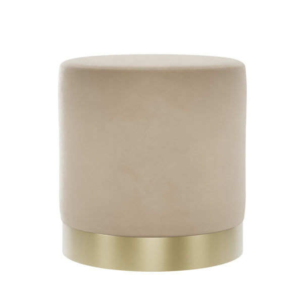 Beau Monde HO+ME Lara Small Pouffe In Brushed Gold And Beige Velvet