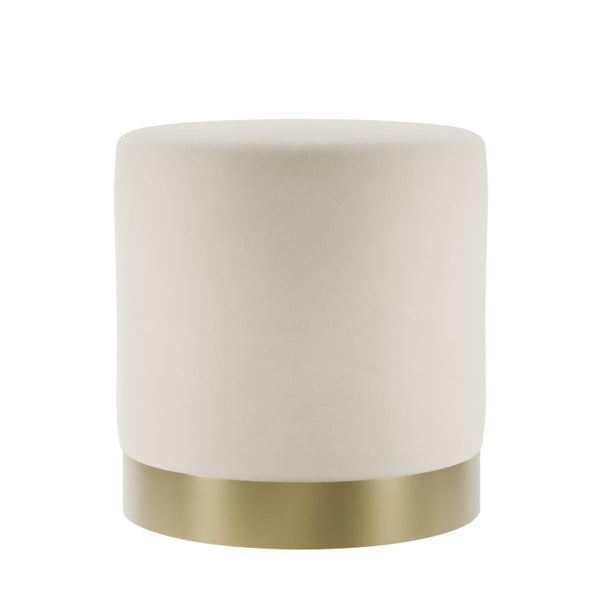 beau monde HO+ME Lara Small Pouffe In Brushed Gold And Cream Velvet