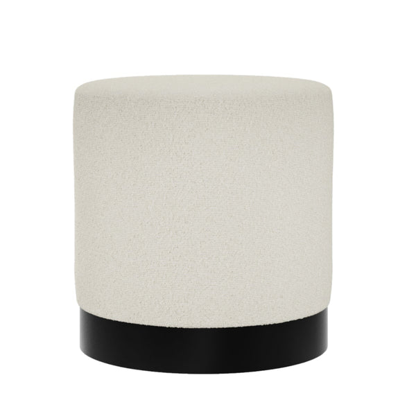 Beau Monde HO+ME Lara Small Pouffe In Matte Black And Ivory Boucle