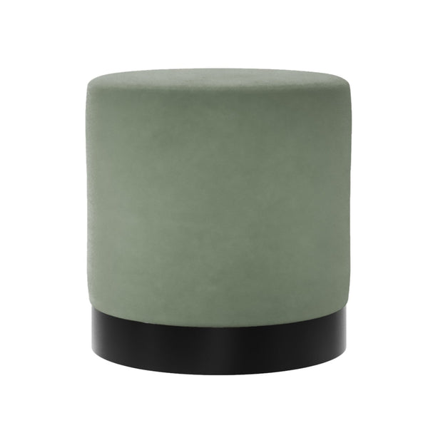 beau monde HO+ME Lara Small Pouffe In Matte Black And Sage Velvet