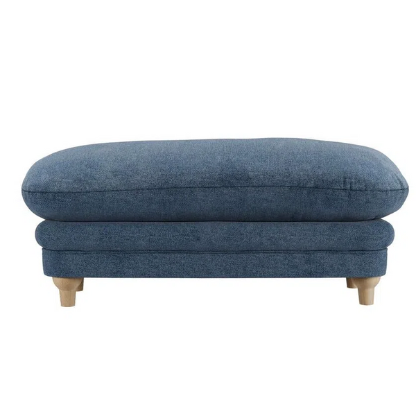 beau monde HO+ME Whisper Footstool In Denim Blue Weave