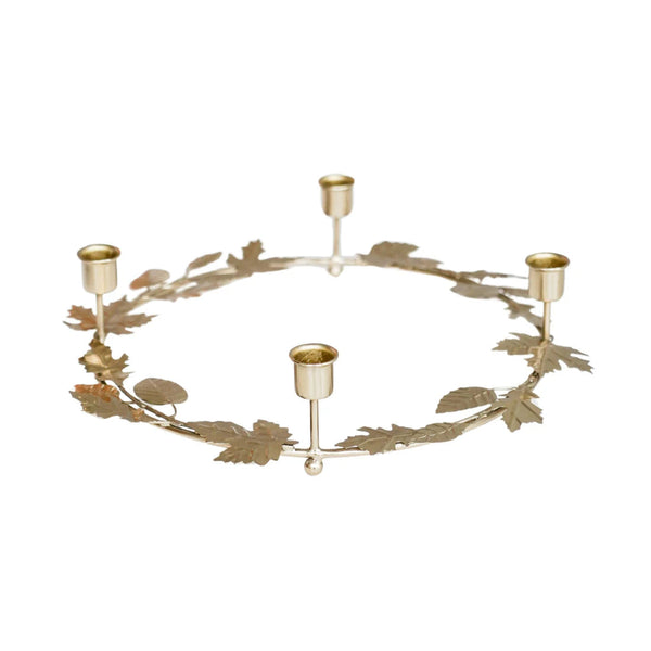 Beau Monde Ivyline Autumn Wreath Candle Holder Centrepiece Gold
