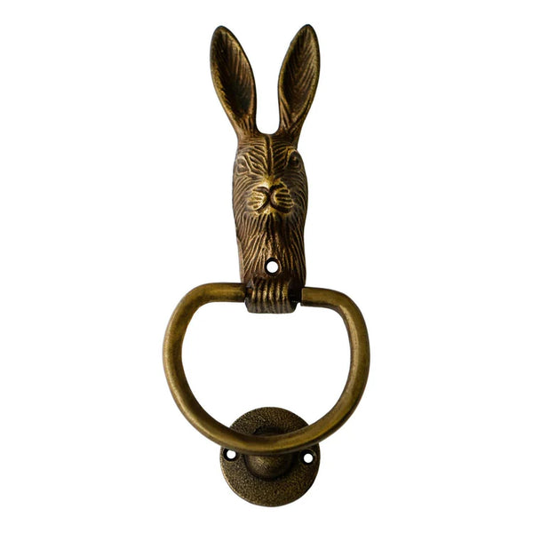 beau monde Ivyline Cast Iron Hare Door Knocker Antique Brass