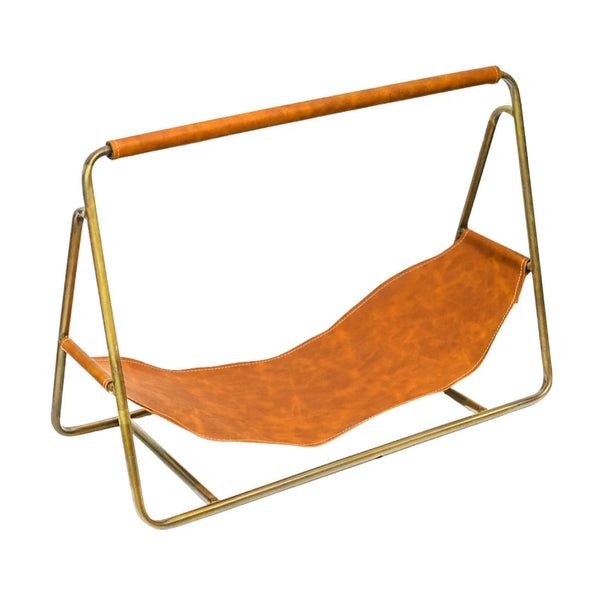 Beau Monde Ivyline Hanging Leather Log Holder In Black