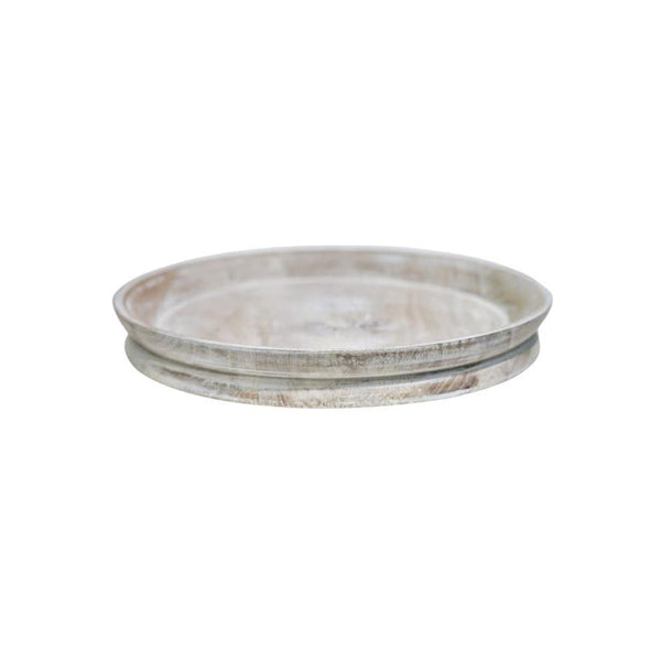 Beau Monde Ivyline Padstow White Wash Wooden Candle Tray D28cm