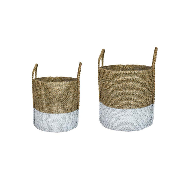 Beau Monde Ivyline Set Of 2 Seagrass Log & Kindling Baskets In Black