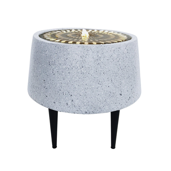 Beau Monde Ivyline Solis Water Feature On Stand With Light Display In Terrazzo & Brass