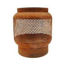 Beau Monde Ivyline Tall Buttermere Basket Outdoor Fire Pit In Rust