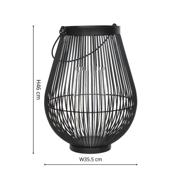 Beau Monde Ivyline Venere Lantern With Glass Insert Black
