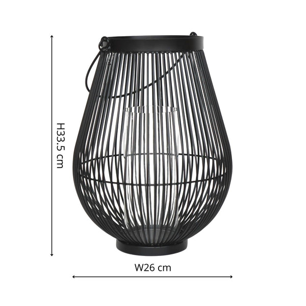 Beau Monde Ivyline Venere Lantern With Glass Insert Black