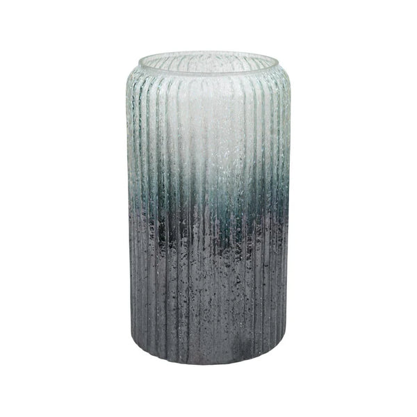 beau monde Ivyline Verre Tall Frosted Ribbed Glass Vase