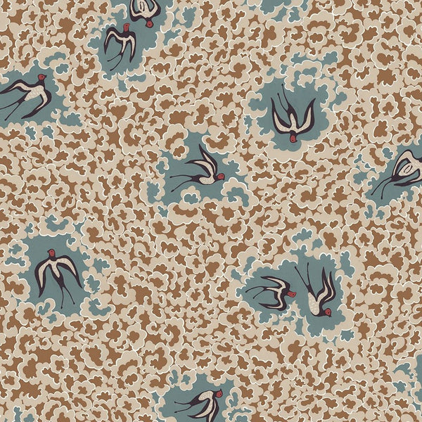 beau monde Josephine Munsey Bea's Swallows Wallpaper - Alma and Osney Blue