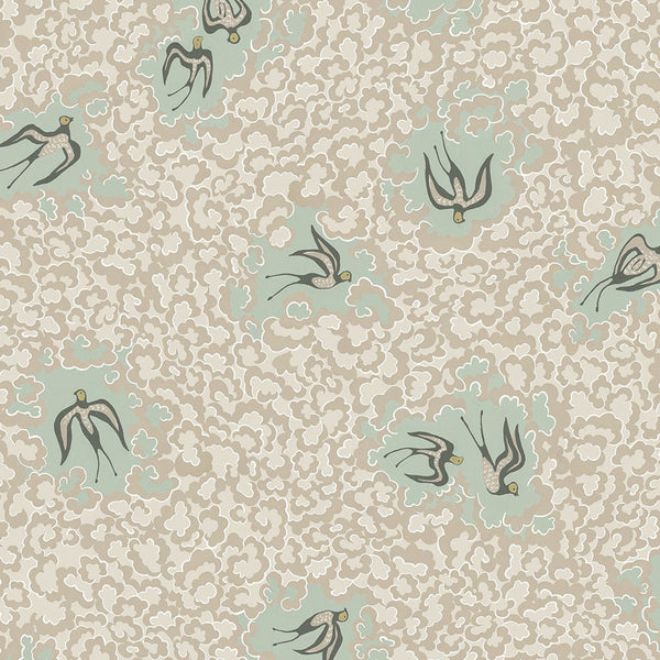 Beau Monde Josephine Munsey Bea's Swallows Wallpaper - Cliffwell Stone And Radmoor Blue