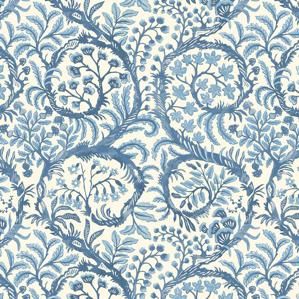Beau Monde Josephine Munsey Butterrow Wallpaper - Bright Blue And White