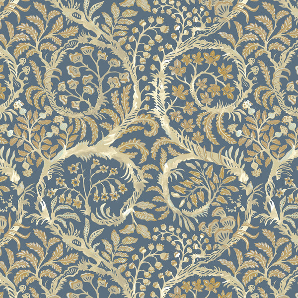 Beau Monde Josephine Munsey Butterrow Wallpaper - Bude Blue