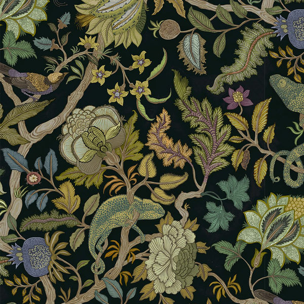 Beau Monde Josephine Munsey Chameleon Trail Wallpaper - Black And Green