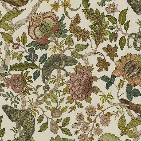 Beau Monde Josephine Munsey Chameleon Trail Wallpaper - Plaster Pink Ochre And Blue