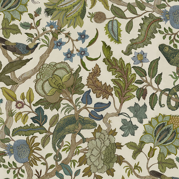 beau monde Josephine Munsey Chameleon Trail Wallpaper - Sage and Green