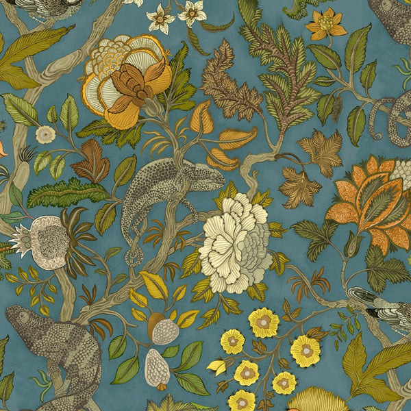 Beau Monde Josephine Munsey Chameleon Trail Wallpaper - Teal And Orange