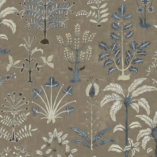 beau monde Josephine Munsey Cynthia Wallpaper - Mushroom and Blue