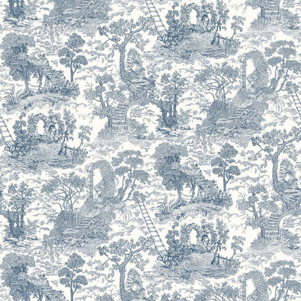 Beau Monde Josephine Munsey Islet Hoping Toile Wallpaper - Blue