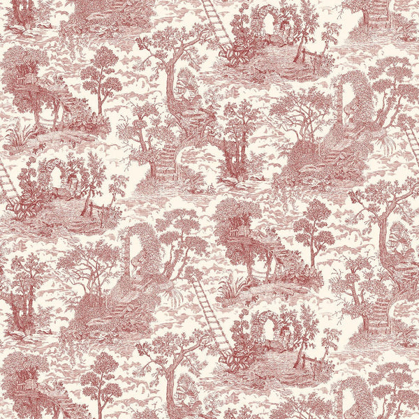 beau monde Josephine Munsey Islet Hoping Toile Wallpaper - Red