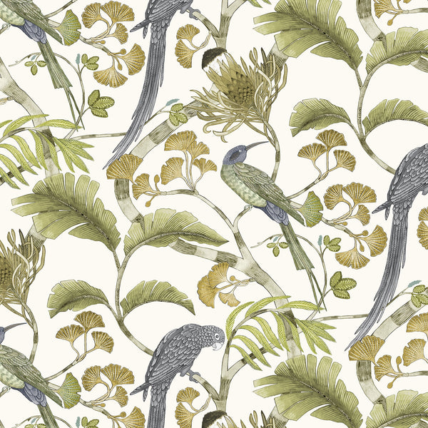 beau monde Josephine Munsey Living Branches Wallpaper - Hilles White and Greens