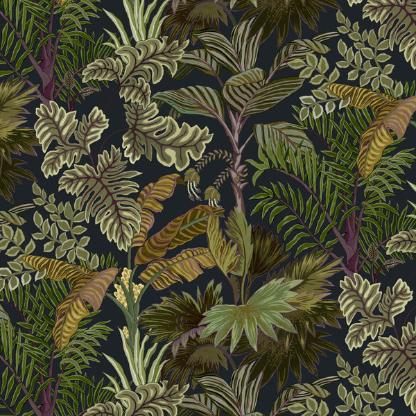 beau monde Josephine Munsey Palm Grove Wallpaper - Midnight and Green
