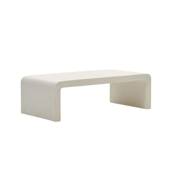 beau monde Kave Home Aiguablava Coffee Table in White Cement 135 x 65 cm