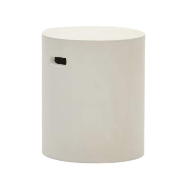 beau monde Kave Home Aiguablava Footrest in White Cement Ø 37 cm
