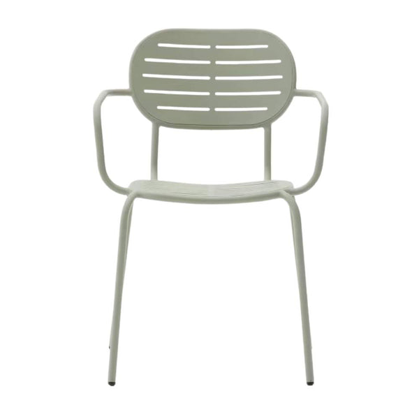 beau monde Kave Home Brai Stackable Outdoor Chair with Armrests – Turquoise Galvanised Steel