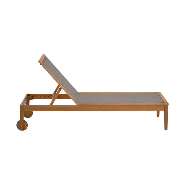 Beau Monde Kave Home Caterin Outdoor Sun Lounger In Grey – Solid Eucalyptus Wood FSC® 100%