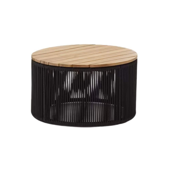 beau monde Kave Home Dandara Coffee Table – Steel Black Cord and Solid Acacia Wood Ø60 cm FSC 100%