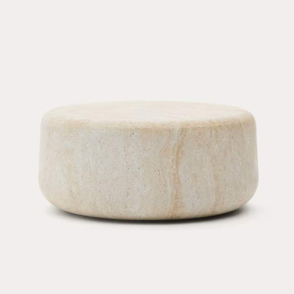 beau monde Kave Home Drasi Cement Coffee Table with Travertine-effect Finish Ø90cm