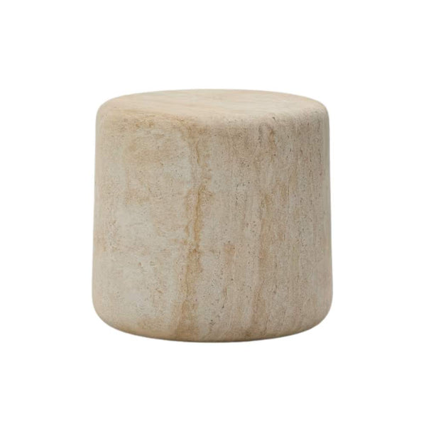 beau monde Kave Home Drasi Cement Side Table with Travertine-effect Finish Ø46cm